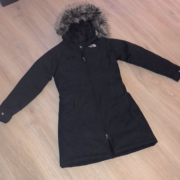 NORTH FACE WATERPROOF BLACK  TRICLIMATE FUR BLACK PARKA HYVENT - Picture 2 of 14